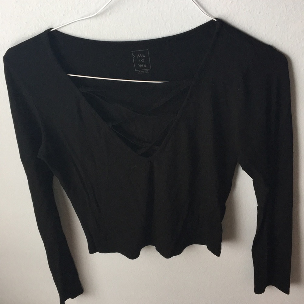 Pacsun Criss Cross Long Sleeve Cropped Shirt